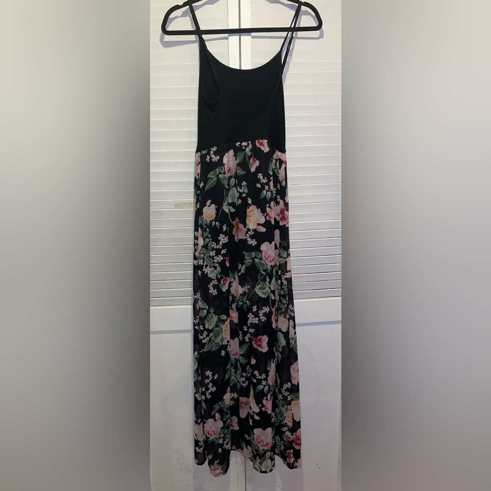 Floral black and pink maxi dress